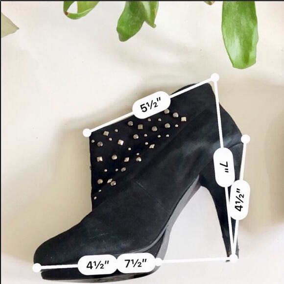 BCBGeneration Black Suede Silver Stud Studded Boot Booties Stiletto Heels 9 - Picture 2 of 7
